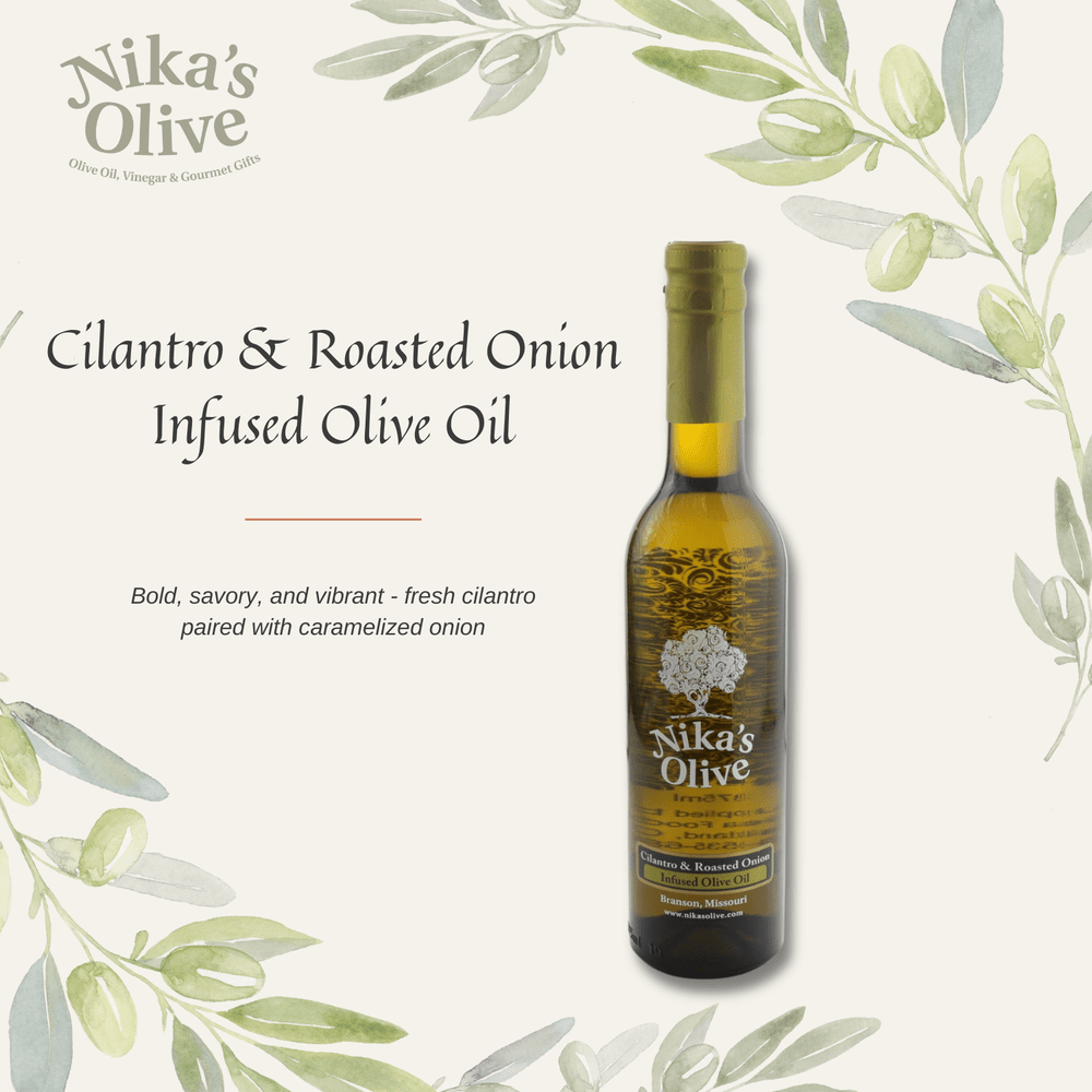 Cilantro & Roasted Onion Infused Extra Virgin Olive Oil — Nika's